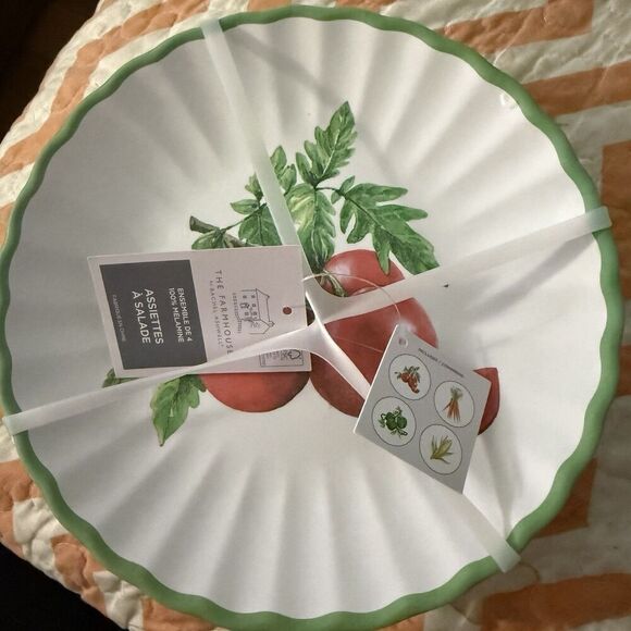The Farmhouse Rachel Ashwell 8” Salad Plate Tomato Carrot Corn Pepper Melamine - Picture 1 of 6